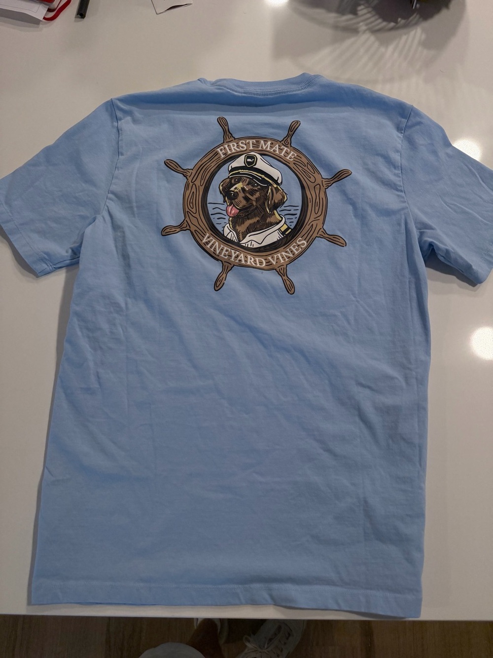 Vineyard Vines Light Blue Captain Dog Wheel Graphic Tee